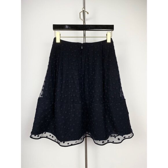 Chloé Black Polka Dot Textured A-Line Skirt With Sheer Hem - Picture 2 of 5